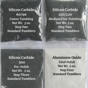 Rock tumbling grit and polish kit for standard rotary tumblers