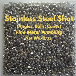 Bag of stainless steel tumbling shot jeweler’s mix with angles, balls and cones, 11 oz