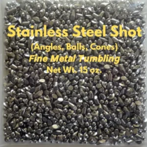 Bag of stainless steel tumbling shot jeweler’s mix with angles, balls and cones, 15 oz